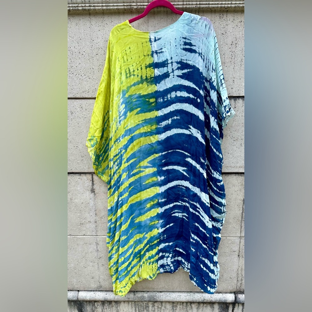 🌟YOUNG FABULOUS BROKE YFB Cyrilla Tie Dye Kaftan Dress in Zest Reef Wash 🌟 M/L - Picture 15 of 16